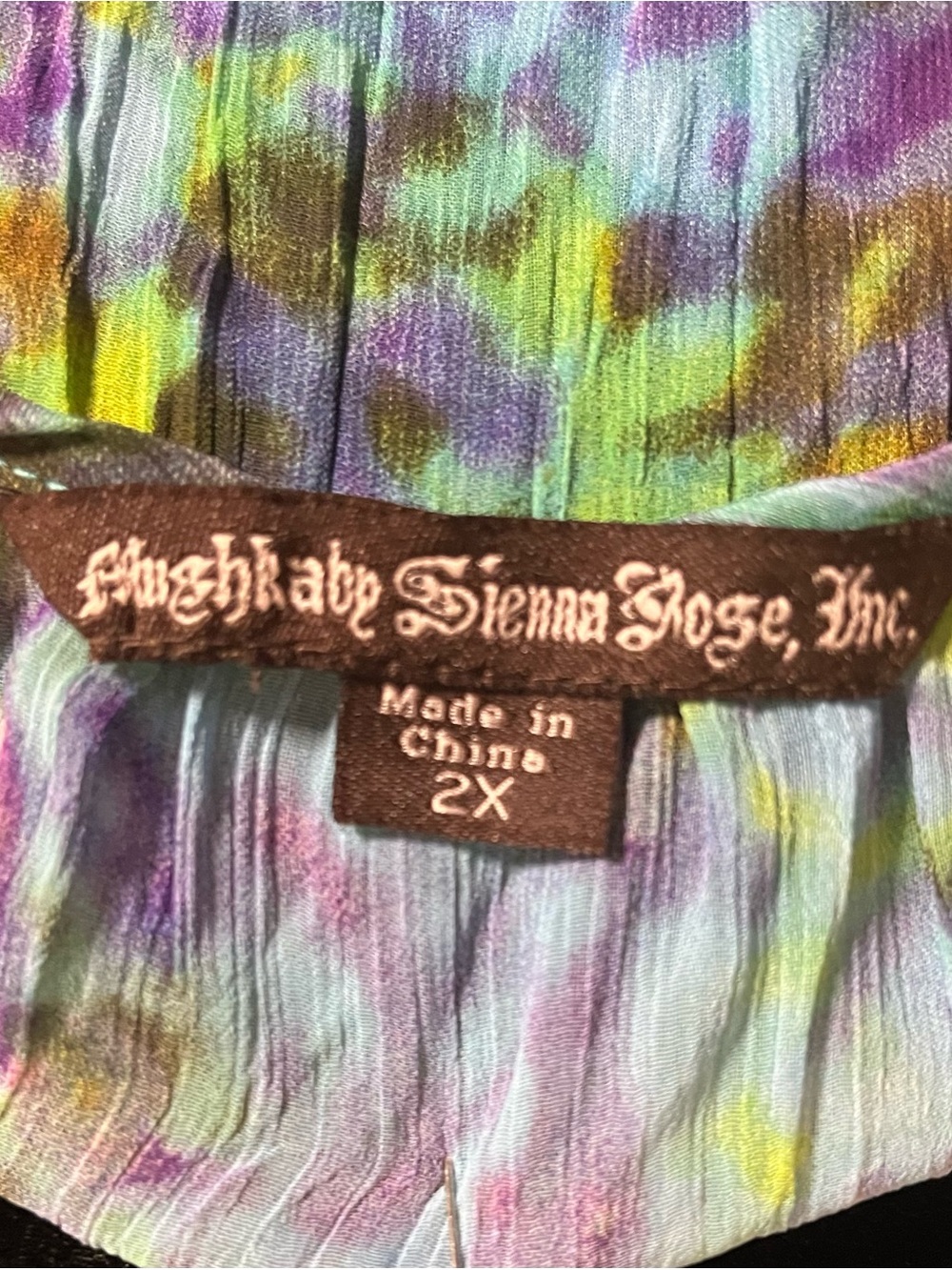 MUSHKA by SIENNA ROSE SHEER PURPLE & MULTICOLOR ABSTRACT TIE-DYE PLUS SIZE TOP - Picture 11 of 12